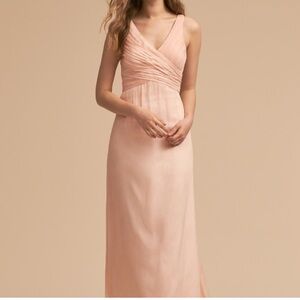 BHLDN Brigitte Blush Crinkled Chiffon Maxi Dress Size Medium